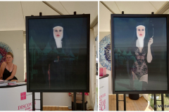 Werk \"Olga smoking Nun\" von Cecile Plaisance, präsentiert von Kunstgalerie Bech aus Schorndorf: Je nach Lichteinfall verändert sich das Bild