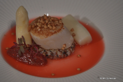 Tauchgang im Frühling: Jakobsmuschel / Bruchsaler Spargel / Rhabarber / Quinoa