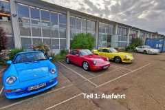 Aufgereiht die verschiedenen Modelle vor der Porsche Sammlungshalle