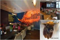 Danach Hunger? Vielleicht ins Restaurant "Buffalo Steakhouse" im Zeppelin Hangar